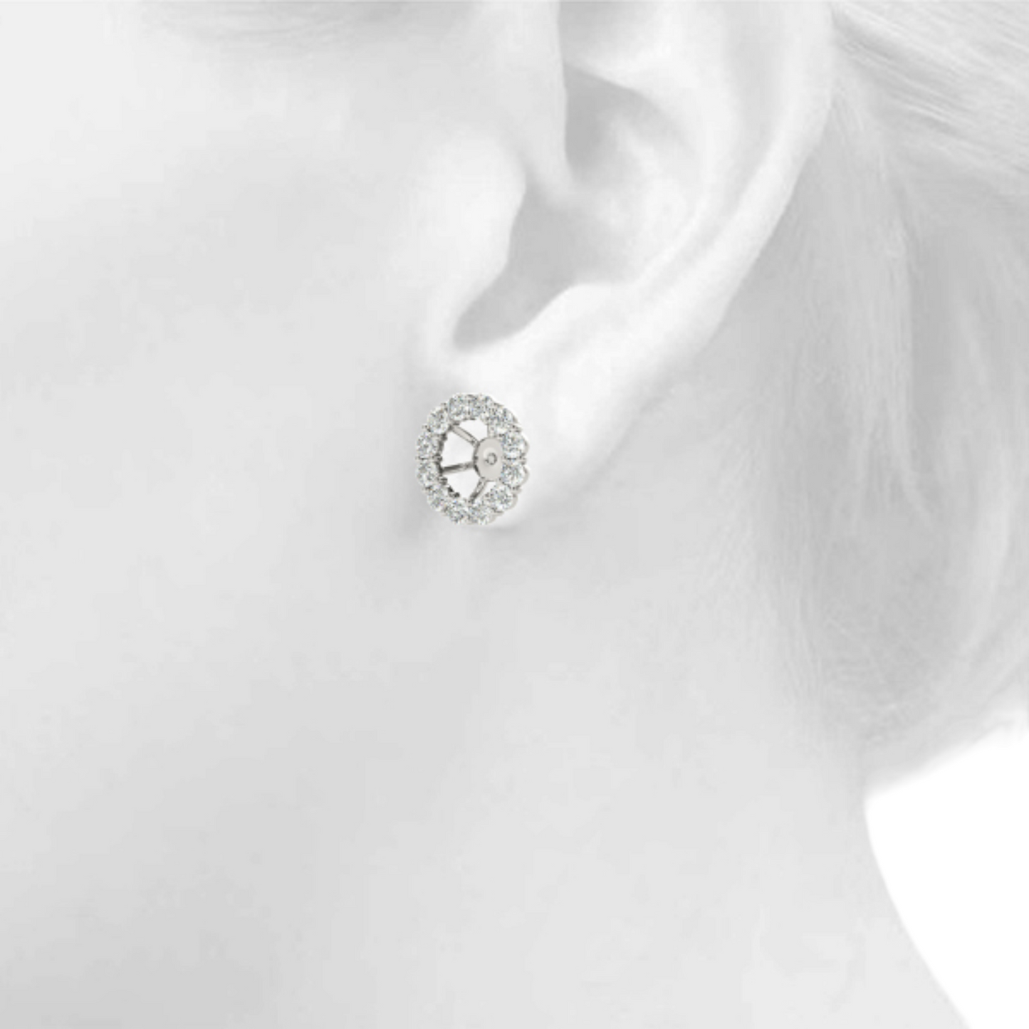 14K Gold earring jacket for 1 ct center 1.2 dwt - 0.78 ct tw- SI2, H-I