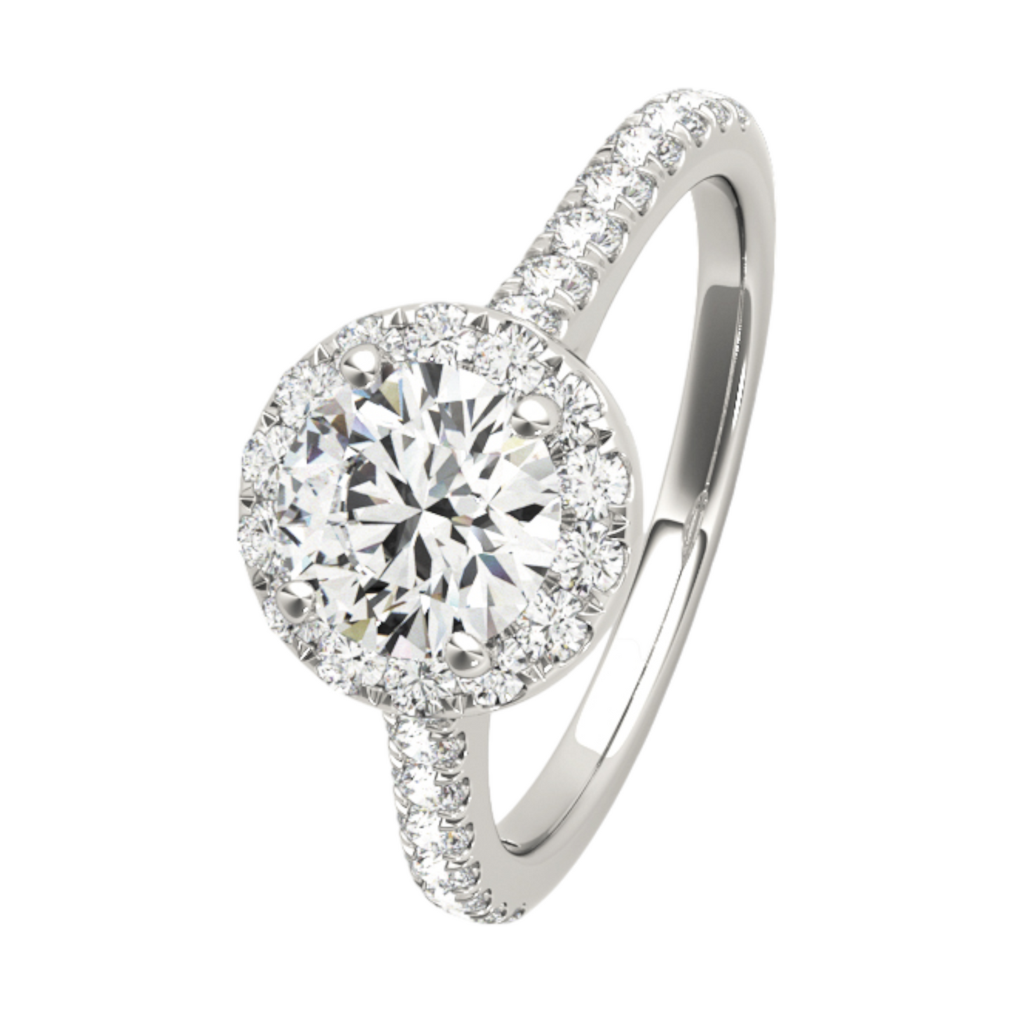14K gold engagement ring halo round 3.3 dwt - 42 +1 diamonds - 2 1/3 ct tw - SI1-SI2, G-H