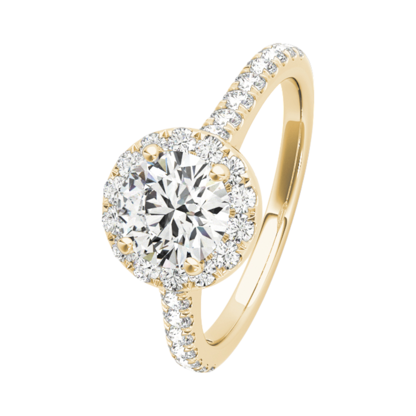 14K gold engagement ring halo round 3.3 dwt - 42 +1 diamonds - 2 1/3 ct tw - SI1-SI2, G-H
