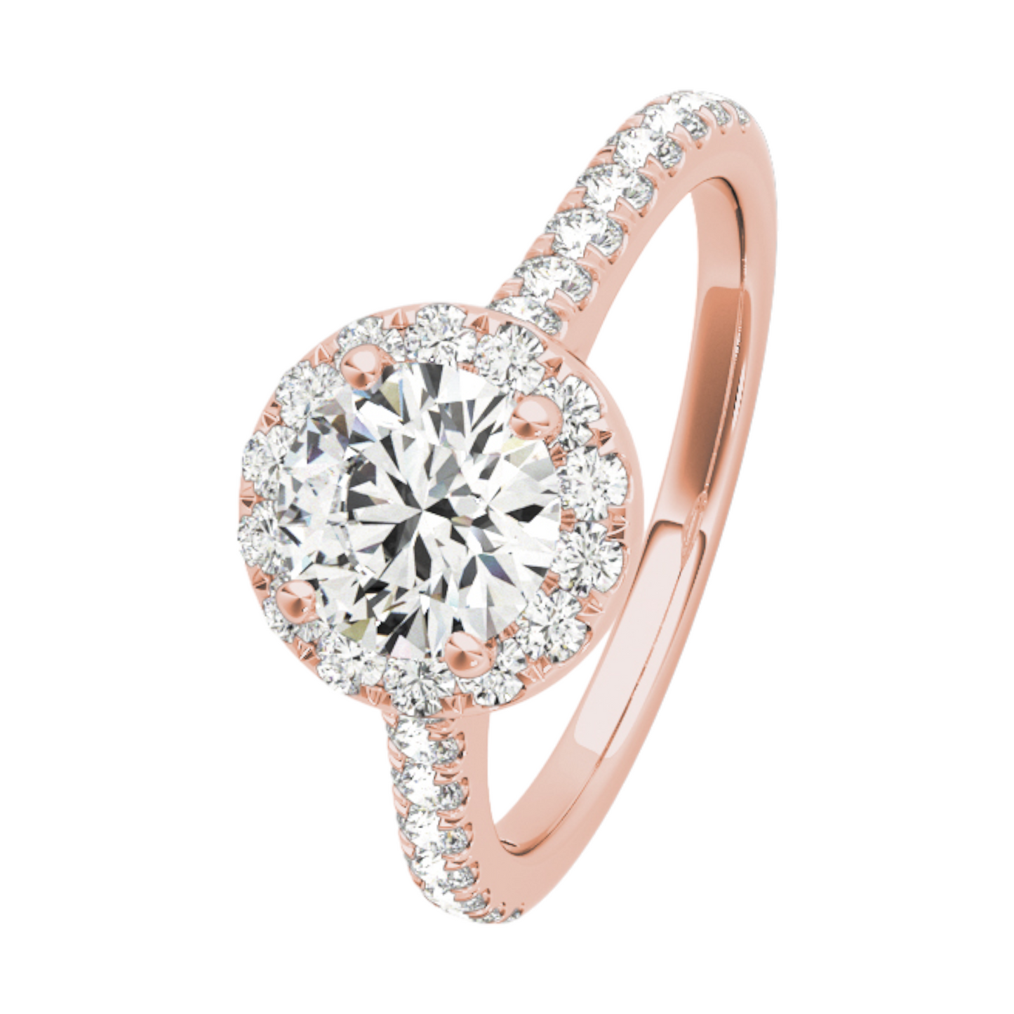 14K gold engagement ring halo round 3.3 dwt - 42 +1 diamonds - 2 1/3 ct tw - SI1-SI2, G-H