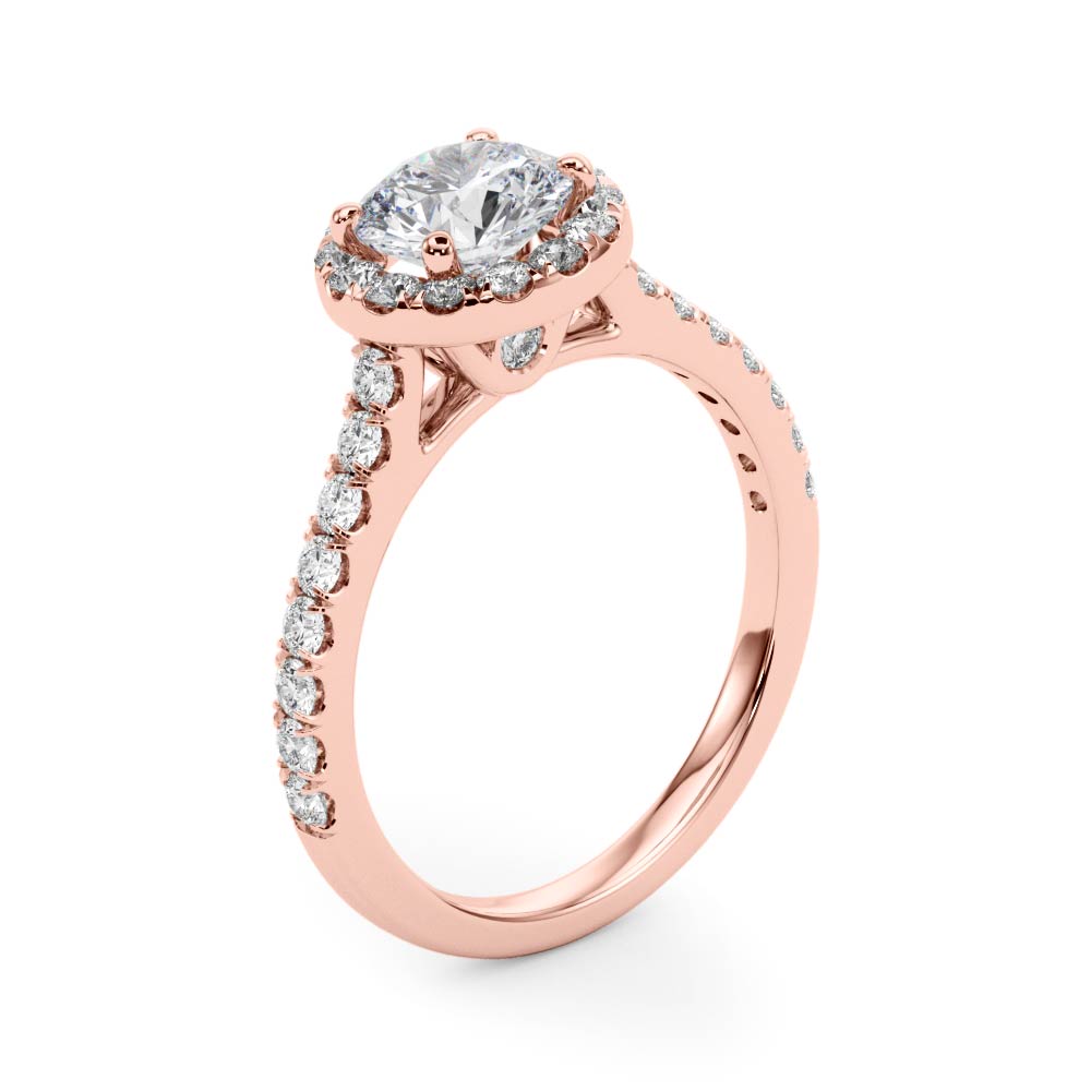 14K gold engagement ring halo round 3.3 dwt - 42 +1 diamonds - 2 1/3 ct tw - SI1-SI2, G-H