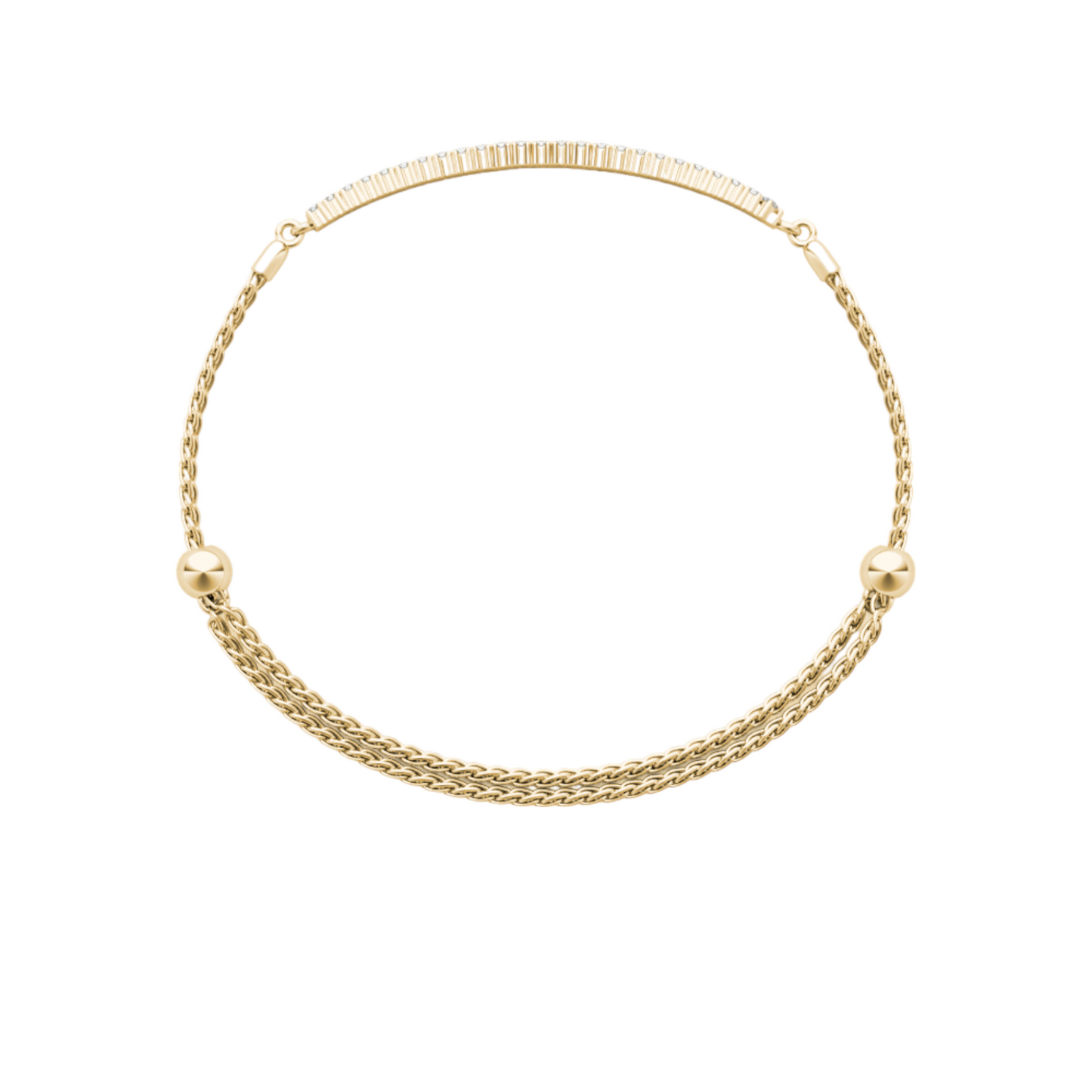 Bracelet double row 3.72 dwt - 14K gold - diamond 1/2 ct tw - I1, H-I