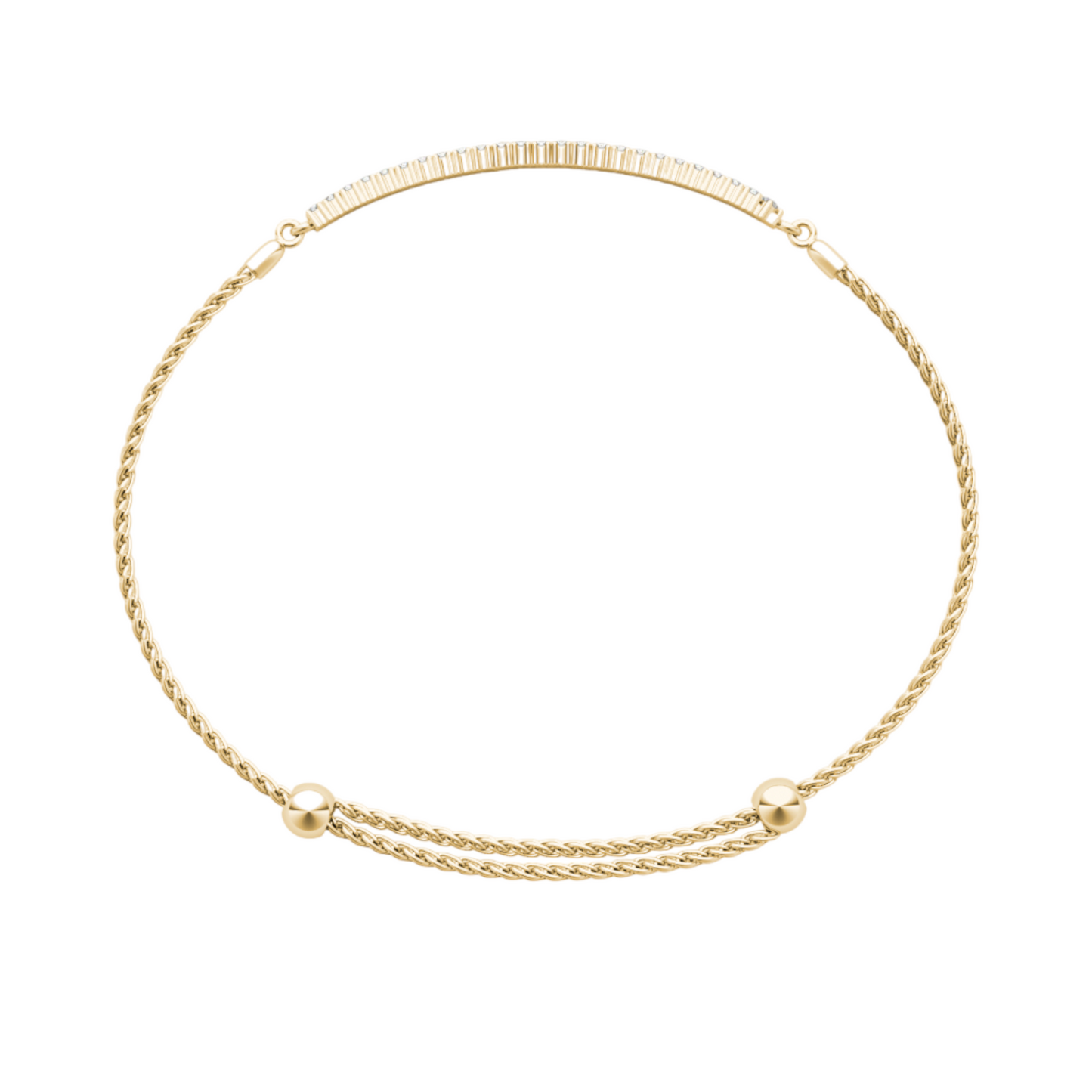 Bracelet double row 3.72 dwt - 14K gold - diamond 1/2 ct tw - I1, H-I