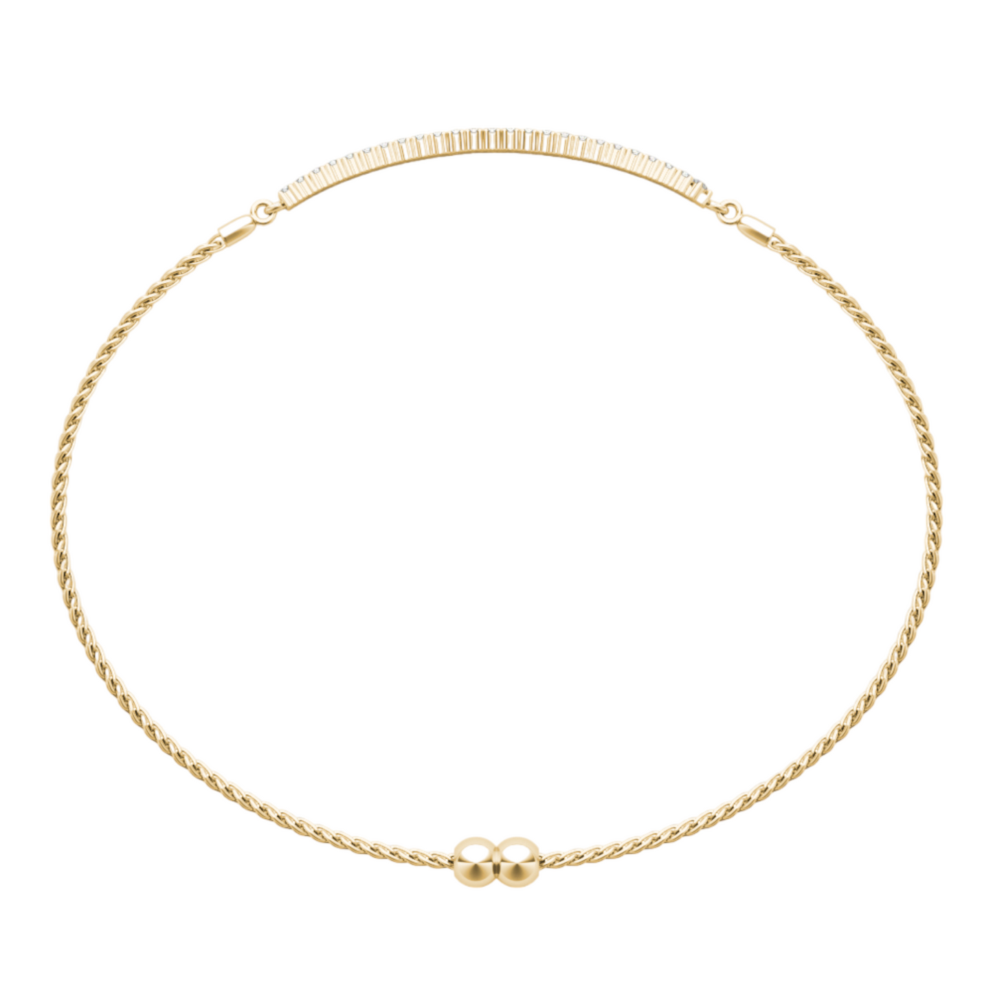 Bracelet double row 3.72 dwt - 14K gold - diamond 1/2 ct tw - I1, H-I