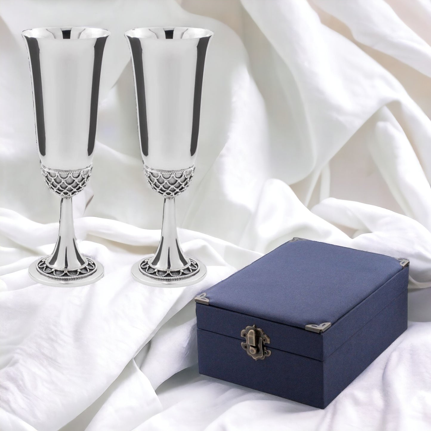 Elegance Acorn: Luxury Silver Stemmed Shot Glass, Set of 2 or 3 in a Gift Box