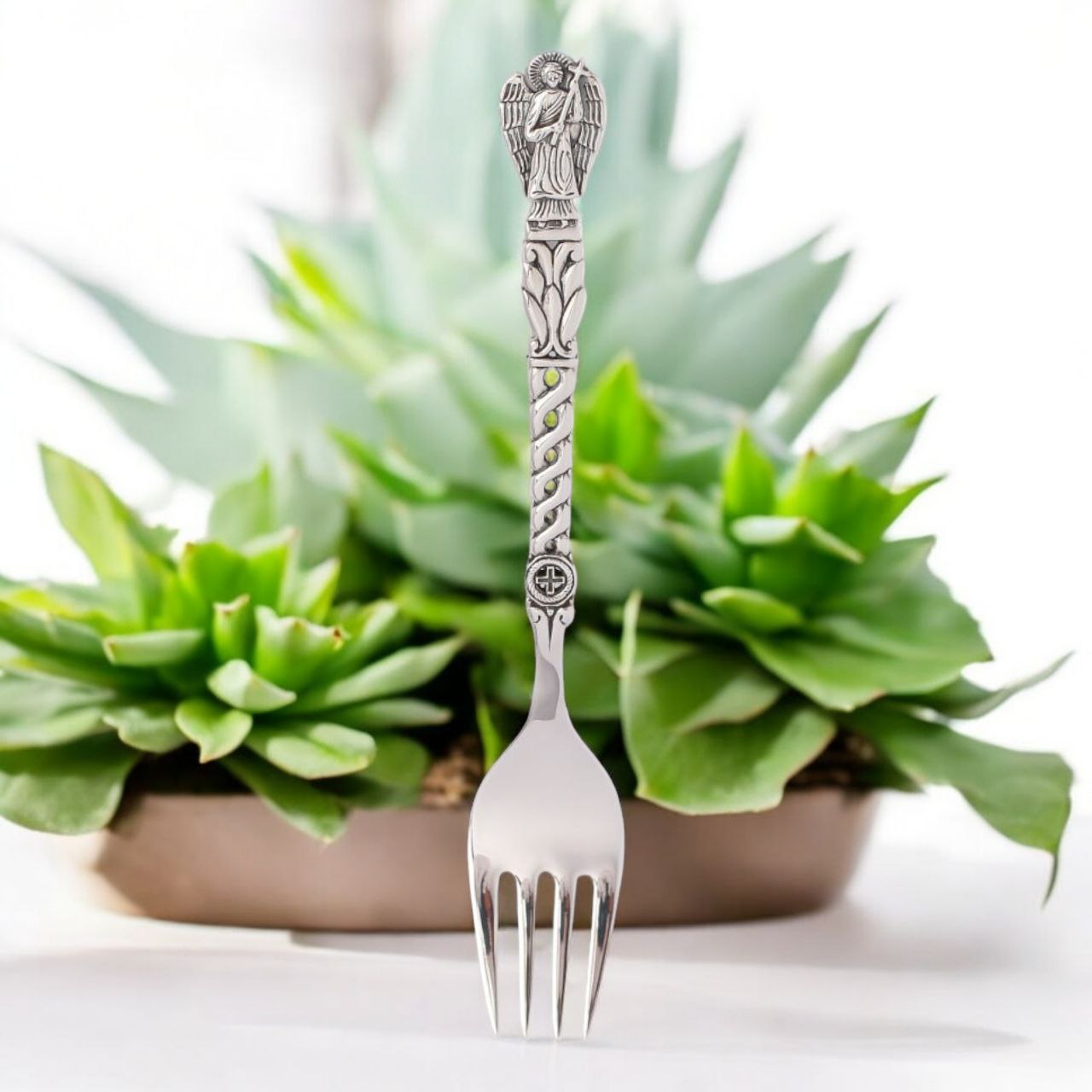 Handcrafted Sterling Silver Fork with Angel Motif – Luxury Collectible Silverware, Elegant Gift for Special Occasions