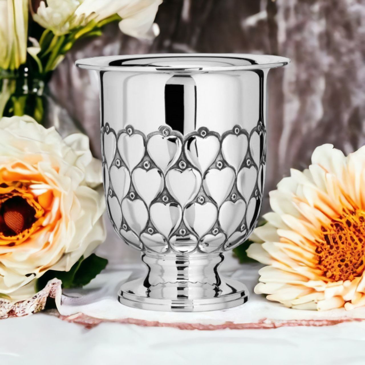 Sterling Silver 925 Champagne Basket Hearts