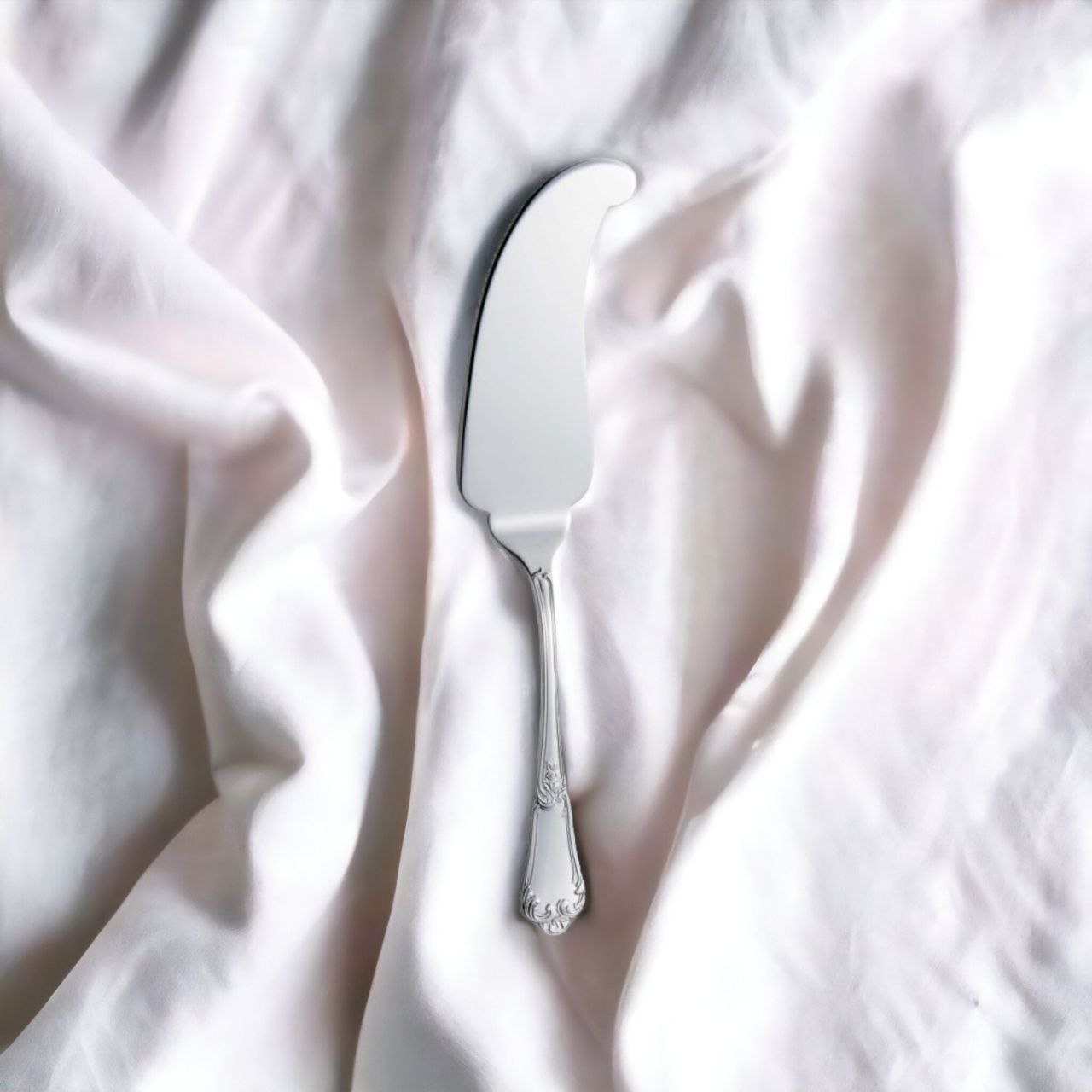 Silver Cake Knife Floral design