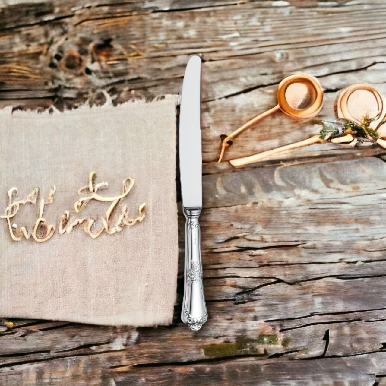 Silver Table Knife Floral design