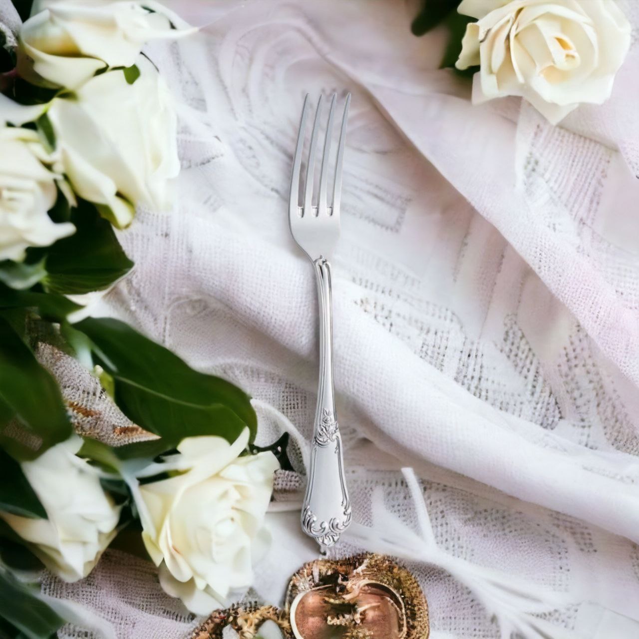 Silver Table Fork Floral design