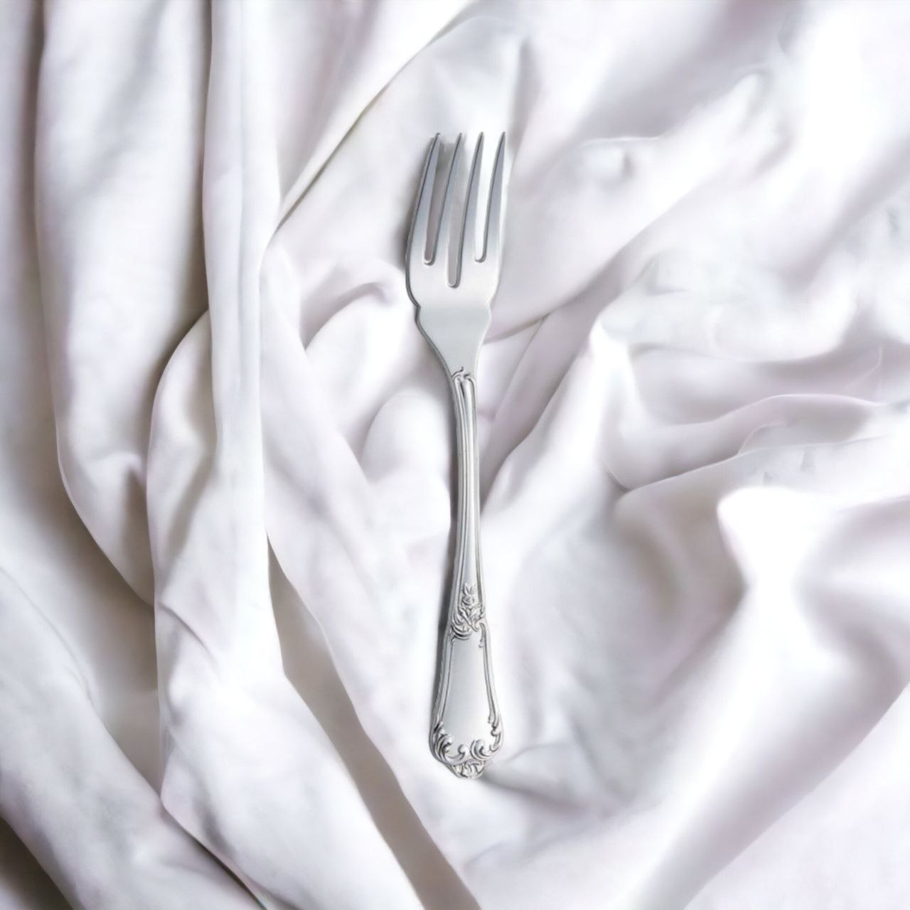 Silver Fish Fork Floral design
