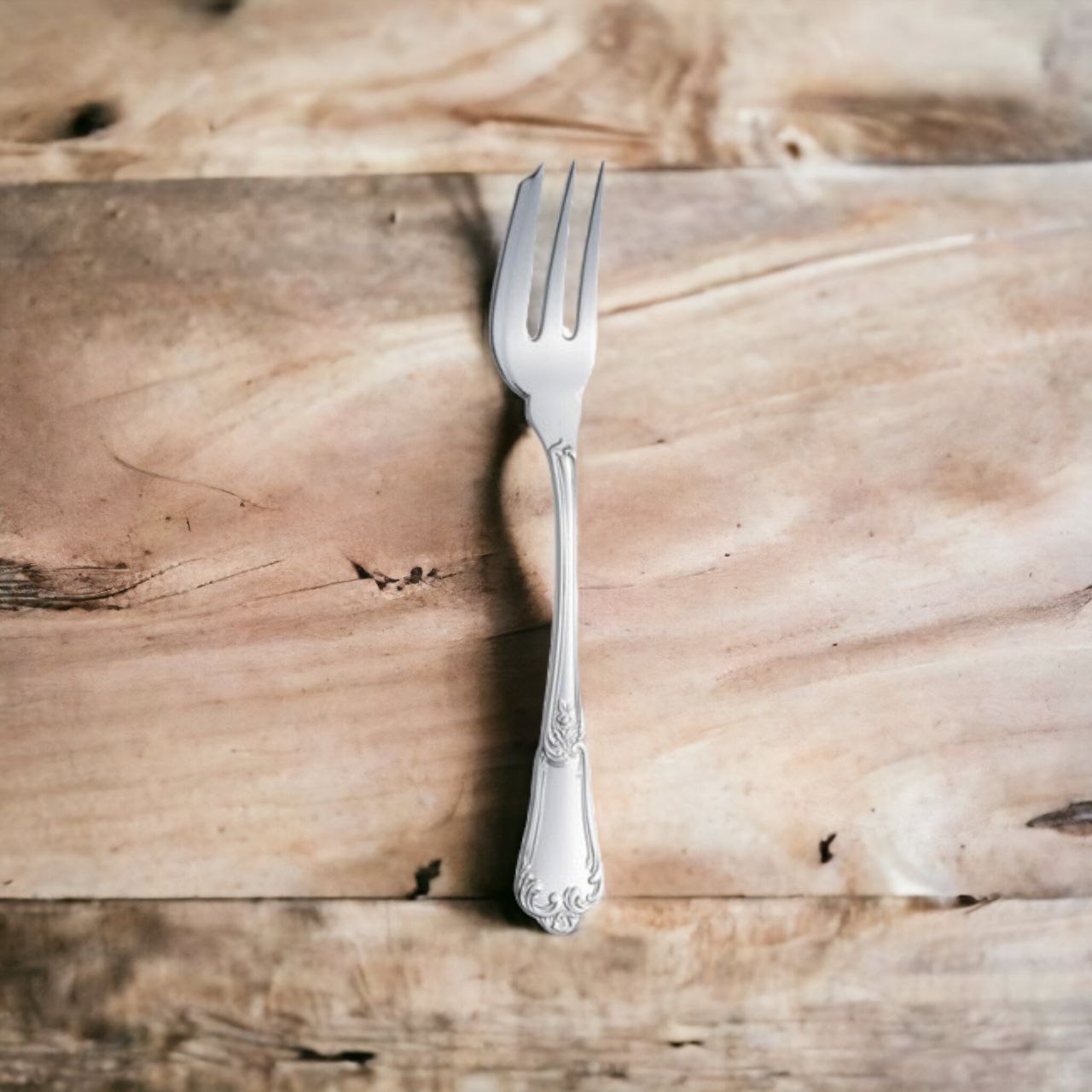 Silver Cake Fork Floral design