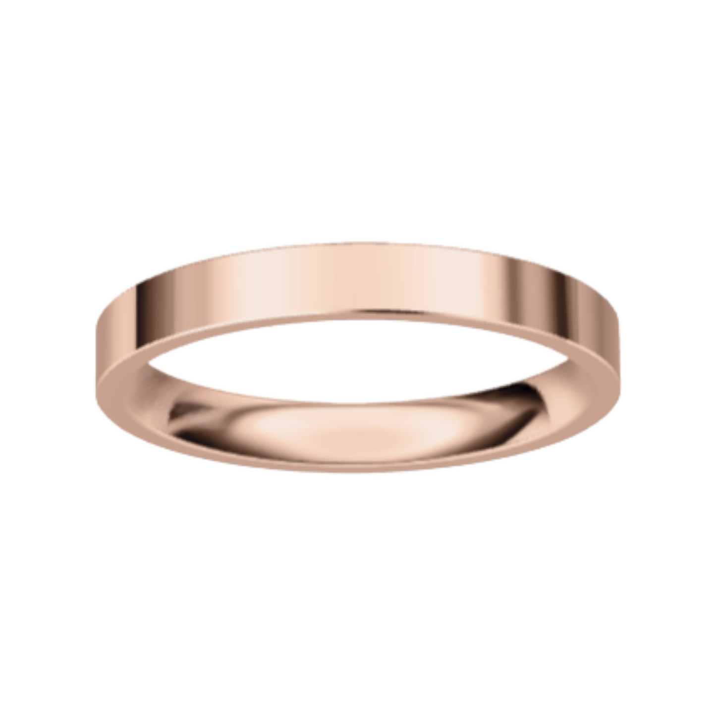 Classic Flat 14K Rose Gold Wedding Ring (3 mm)