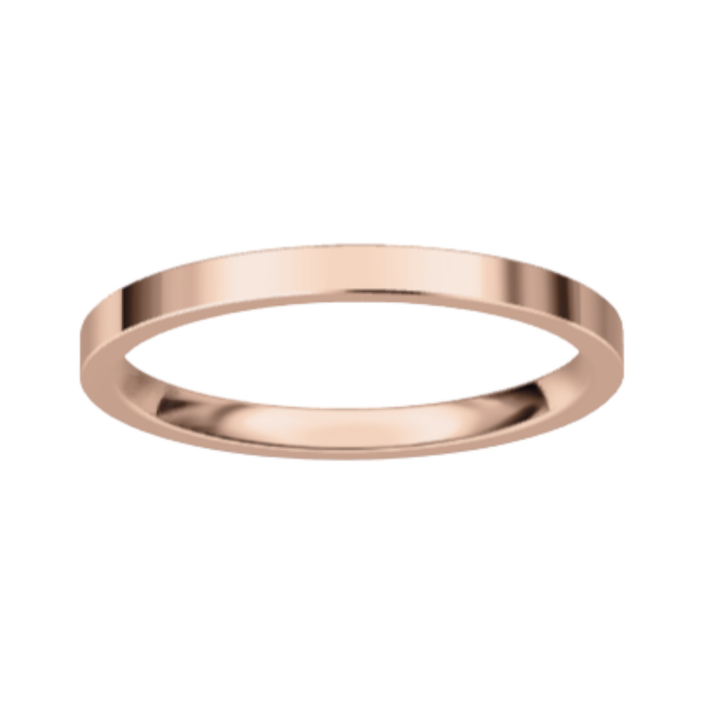 Classic Flat 14K Rose Gold Wedding Ring (2 mm)