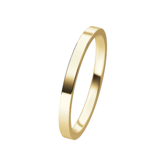 Classic Flat 14K Yellow Gold Wedding Ring (2 mm)