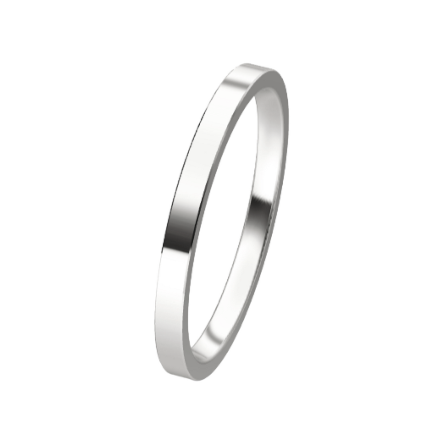 Classic Flat 14K White Gold Wedding Ring (2 mm)