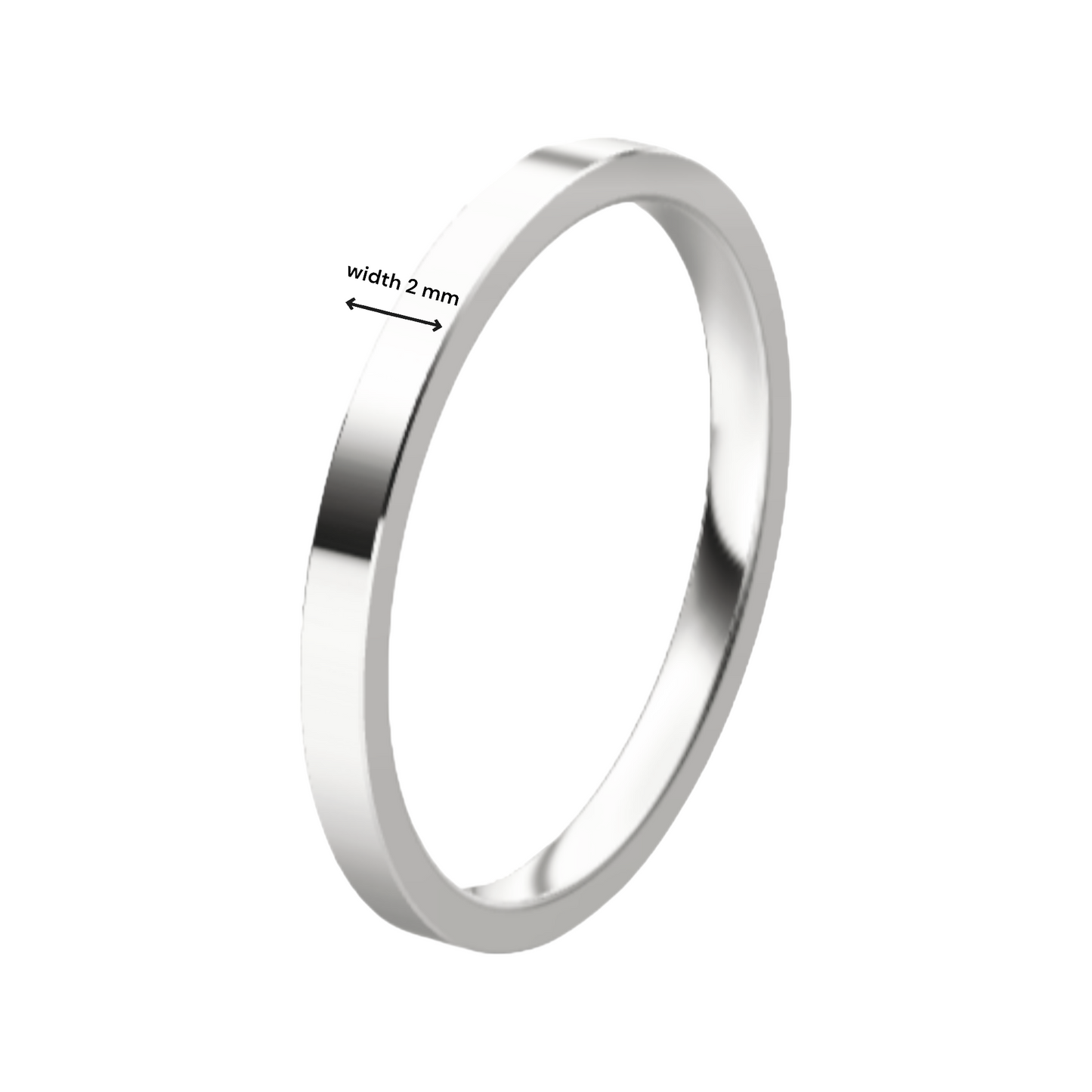 Classic Flat 14K White Gold Wedding Ring (2 mm)