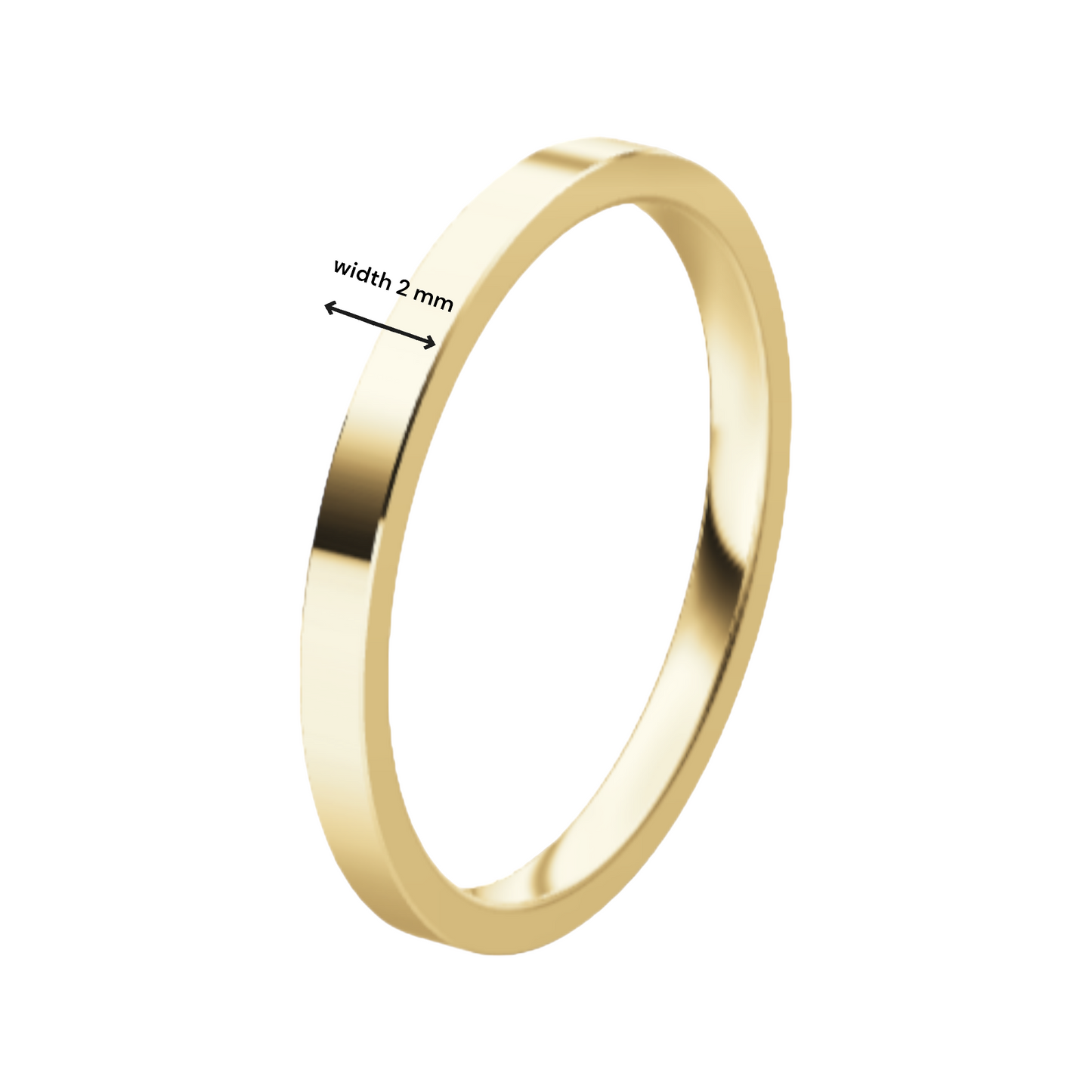 Classic Flat 14K Yellow Gold Wedding Ring (2 mm)