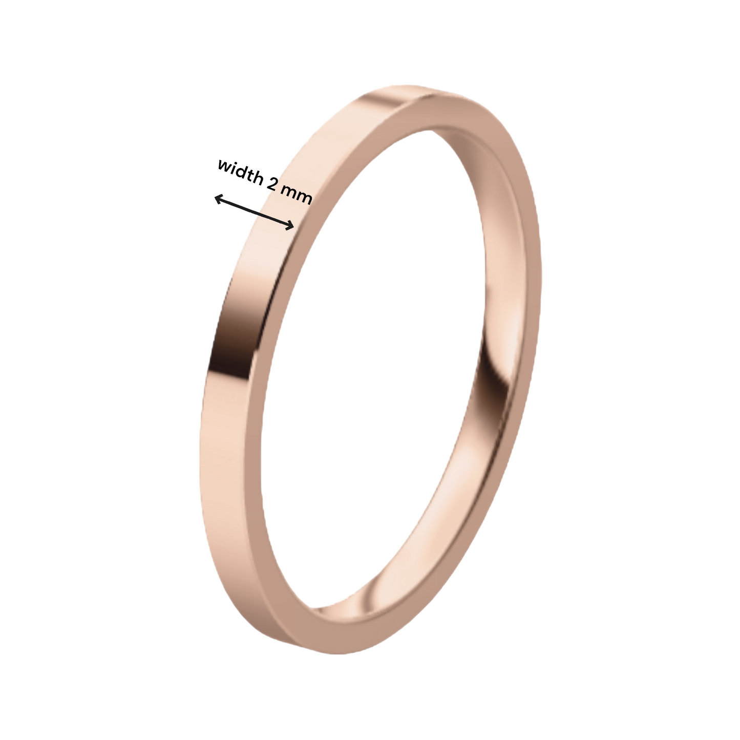 Classic Flat 14K Rose Gold Wedding Ring (2 mm)