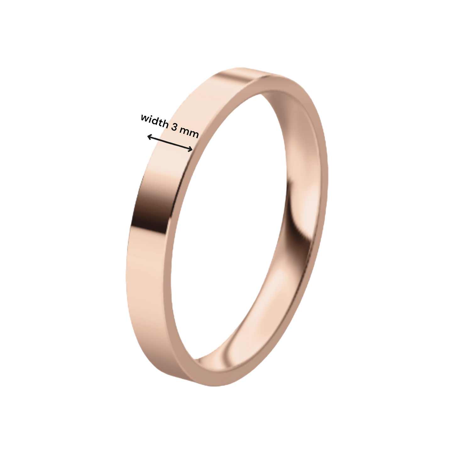 Classic Flat 14K Rose Gold Wedding Ring (3 mm)