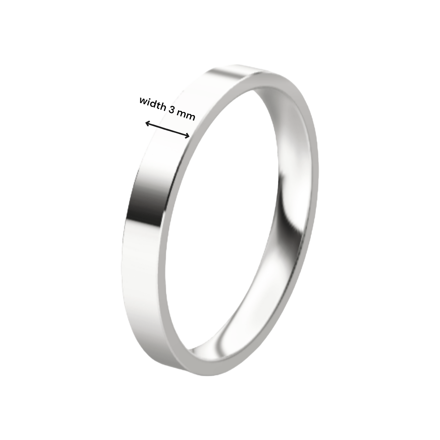 Classic Flat 14K White Gold Wedding Ring (3 mm)