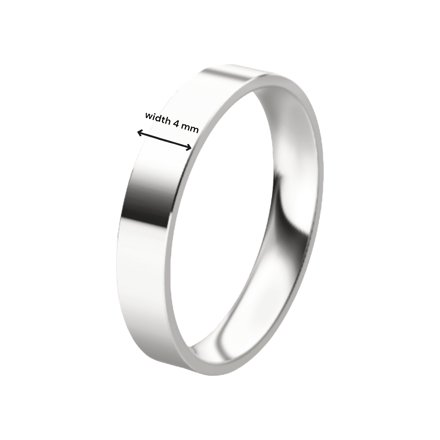 Classic Flat 14K White Gold Wedding Ring (4 mm)