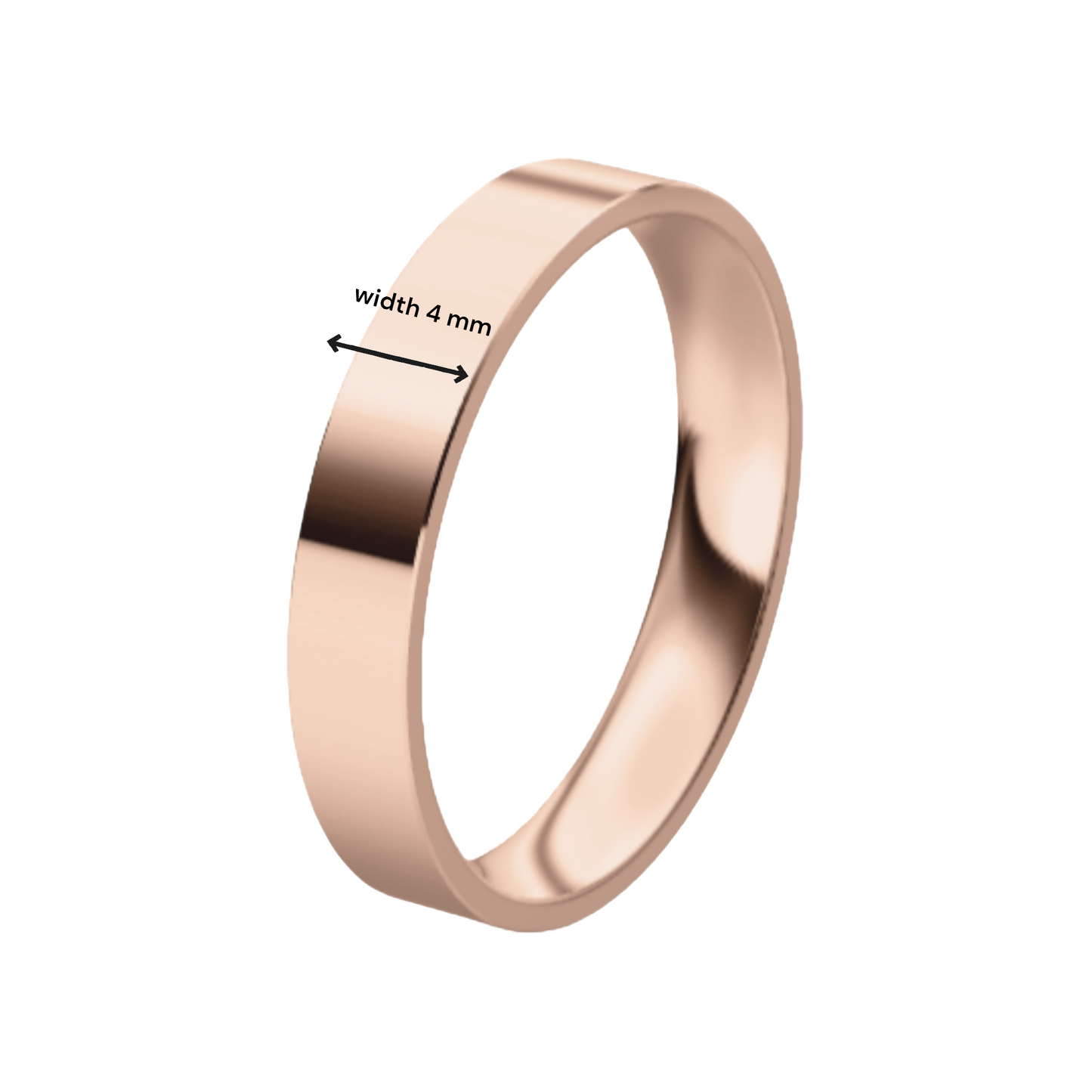 Classic Flat 14K Rose Gold Wedding Ring (4 mm)