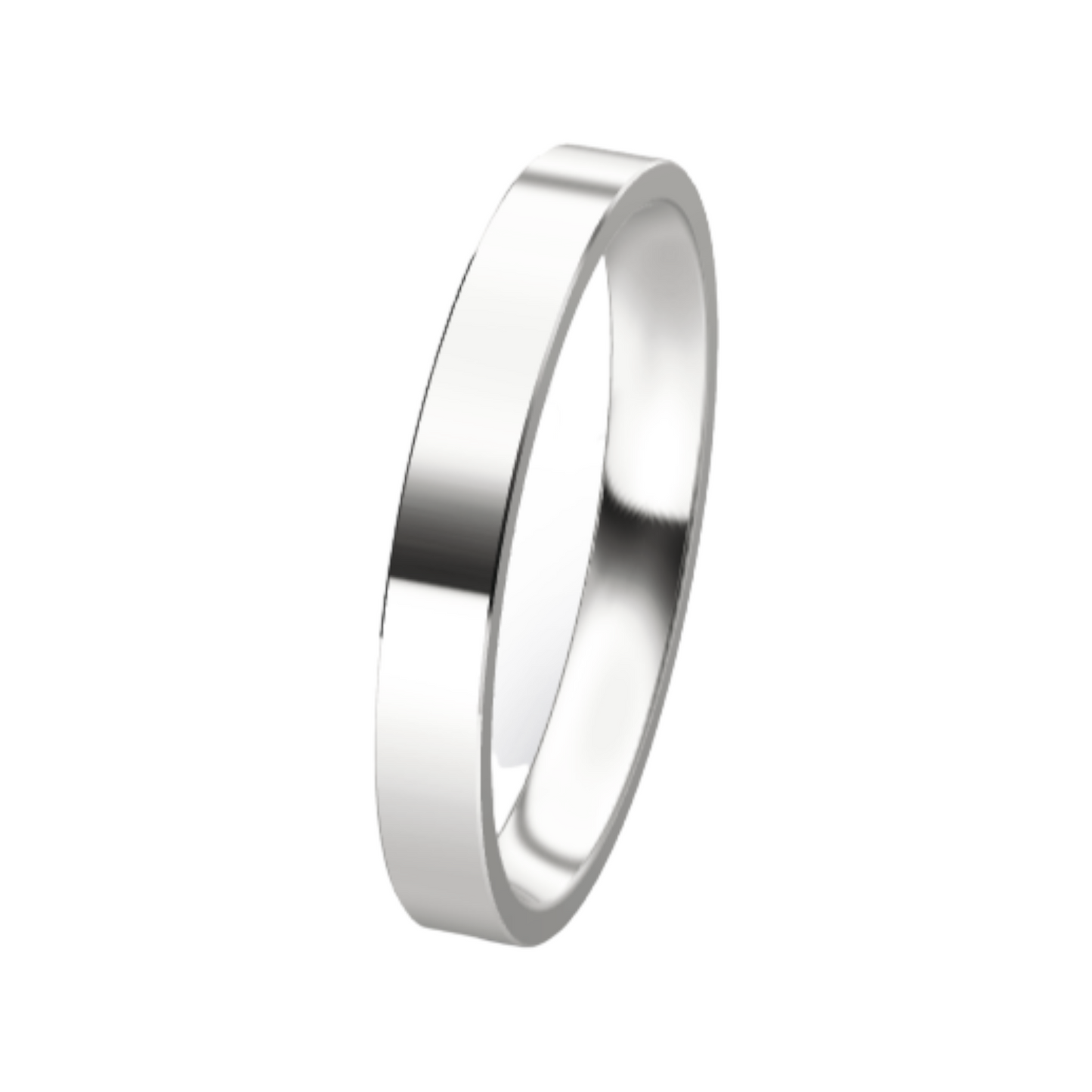 Classic Flat 14K White Gold Wedding Ring (3 mm)