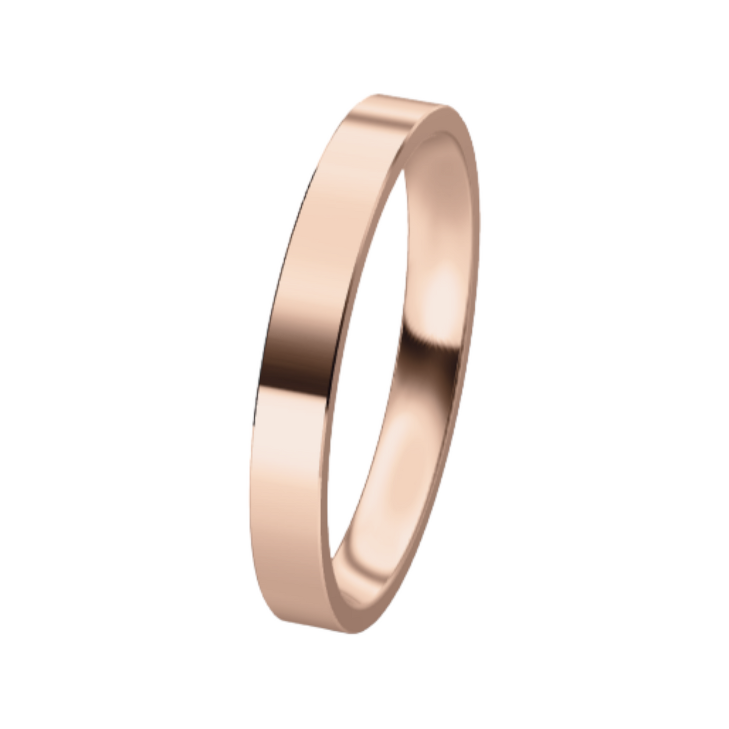 Classic Flat 14K Rose Gold Wedding Ring (3 mm)