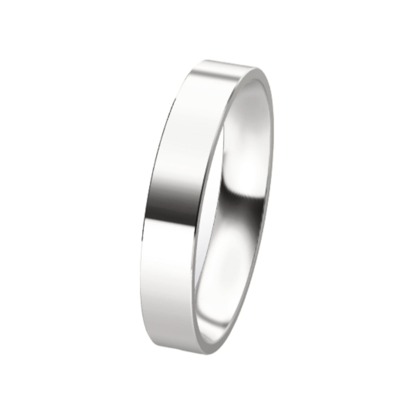 Classic Flat 14K White Gold Wedding Ring (4 mm)