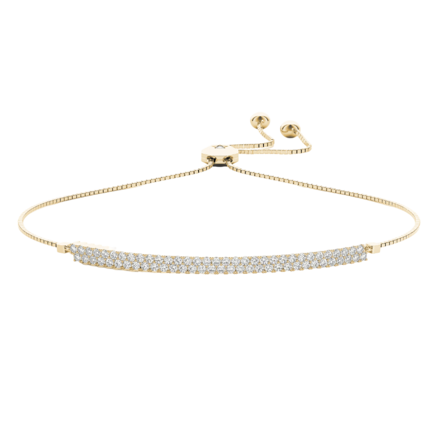 Bracelet 2 row adjustable bracelet 3.71 dwt - 14K gold - diamond 1/2 ct tw - I1, H-I in