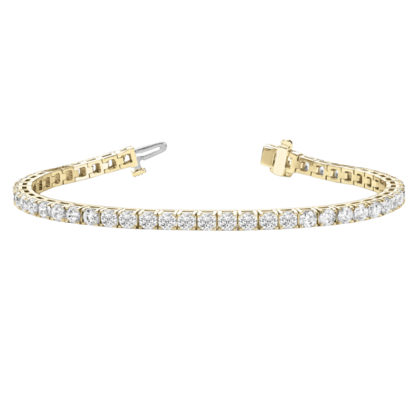 Bracelet in line prong set 5.14 dwt - 14K gold - diamond 2ct (1.8mm) tw - I1, H-I