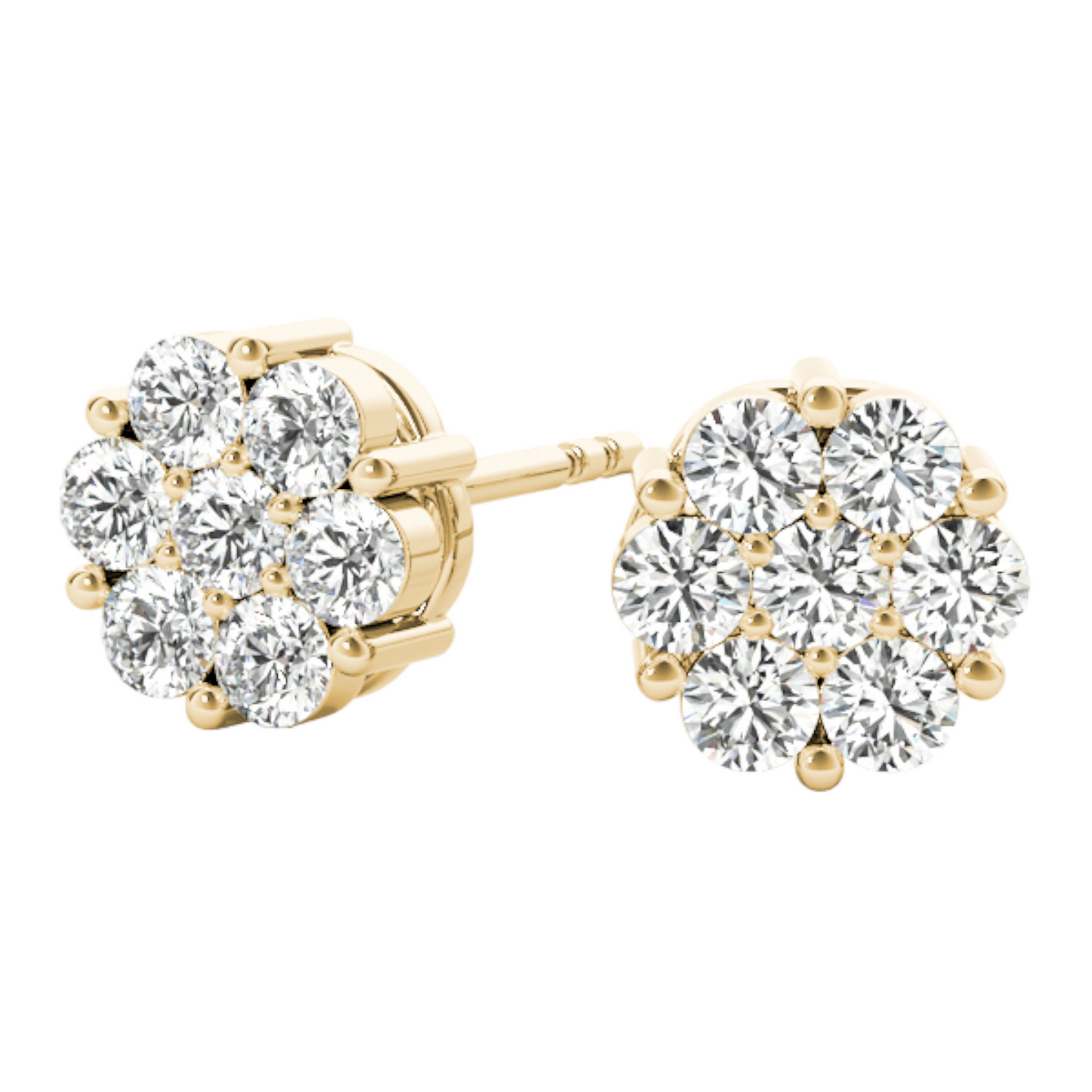 14K Gold earrings cluster 0.87 dwt -  0.49 ct tw- SI2, H-I