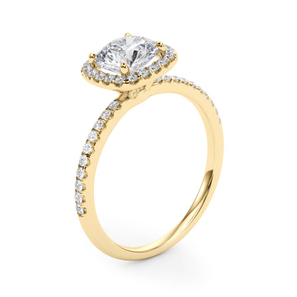 14K gold engagement ring halo round 2.6 dwt  - 44 +1 diamonds - 2 1/4 ct tw - SI1-SI2, G-H