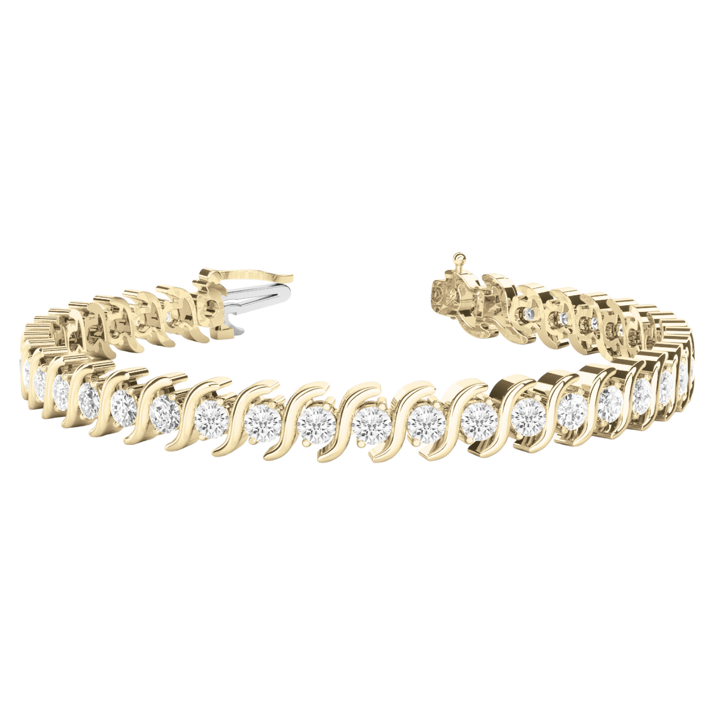 Bracelet in line s link 6.17 dwt - 14K gold - diamond 3/4 ct (1.5mm) tw - I1, H-I