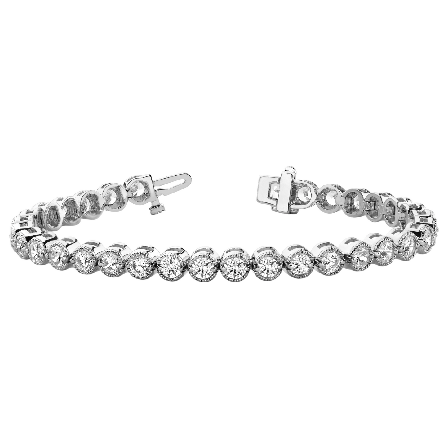 Bracelet in line prong set 5.01 dwt - 14K gold - diamond 1 ct (1.5 mm) tw  - I1, H-I