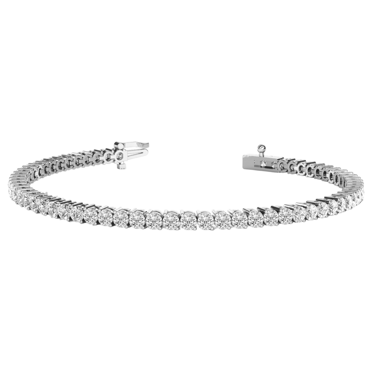 Bracelet in line prong set 5.21 dwt - 14K gold - diamond 1ct (1.5mm) tw - I1, H-I