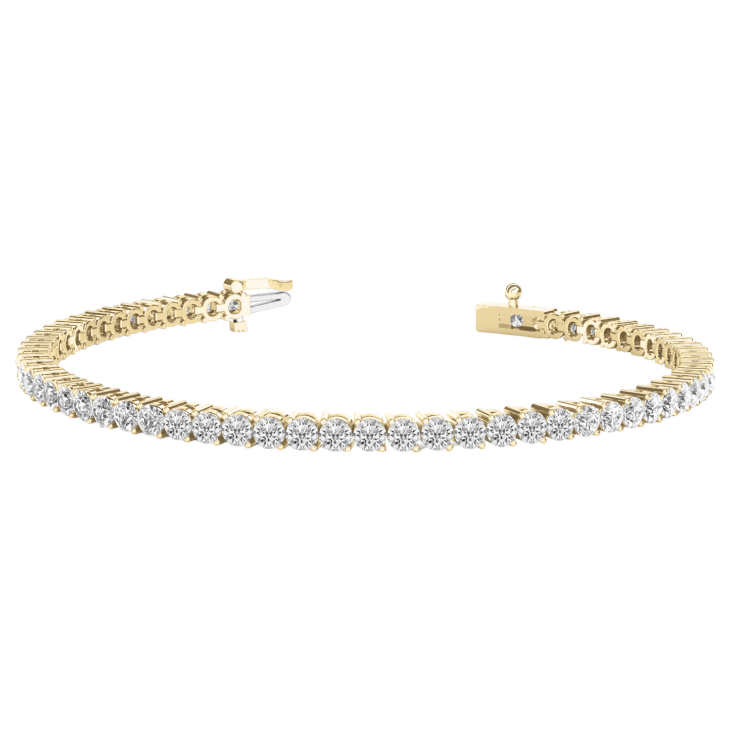 Bracelet in line prong set 5.21 dwt - 14K gold - diamond 1ct (1.5mm) tw - I1, H-I