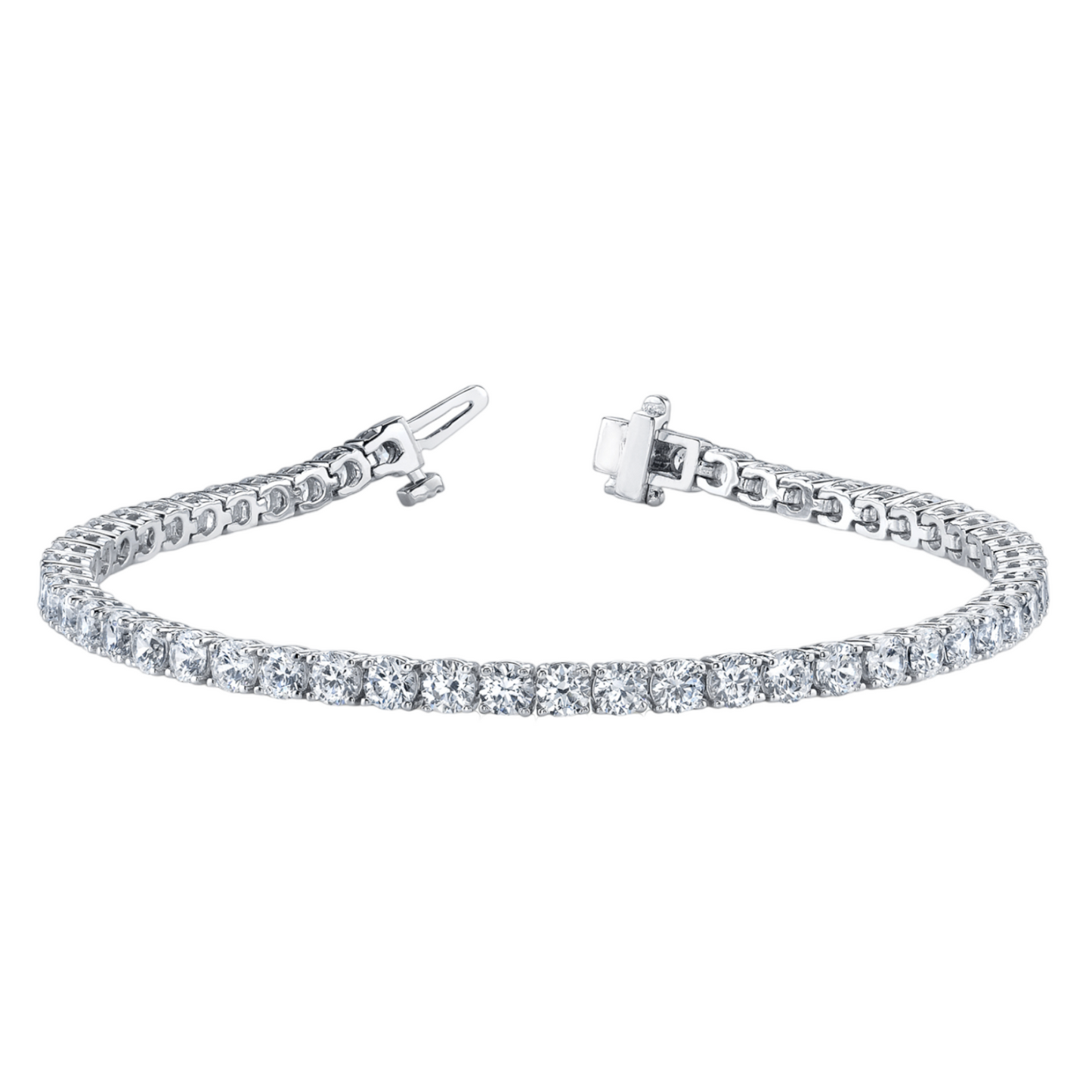 Bracelet in line prong set 4.5 dwt - 14K gold - diamond 3ct tw - I1, H-I