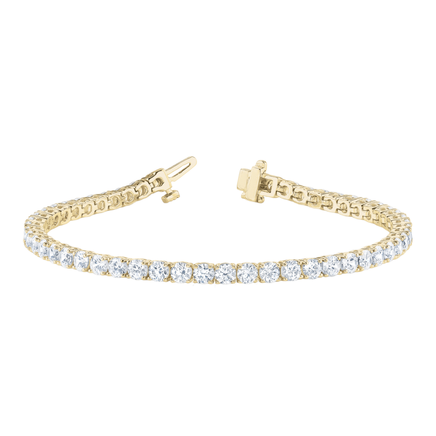 Bracelet in line prong set 4.5 dwt - 14K gold - diamond 3ct tw - I1, H-I