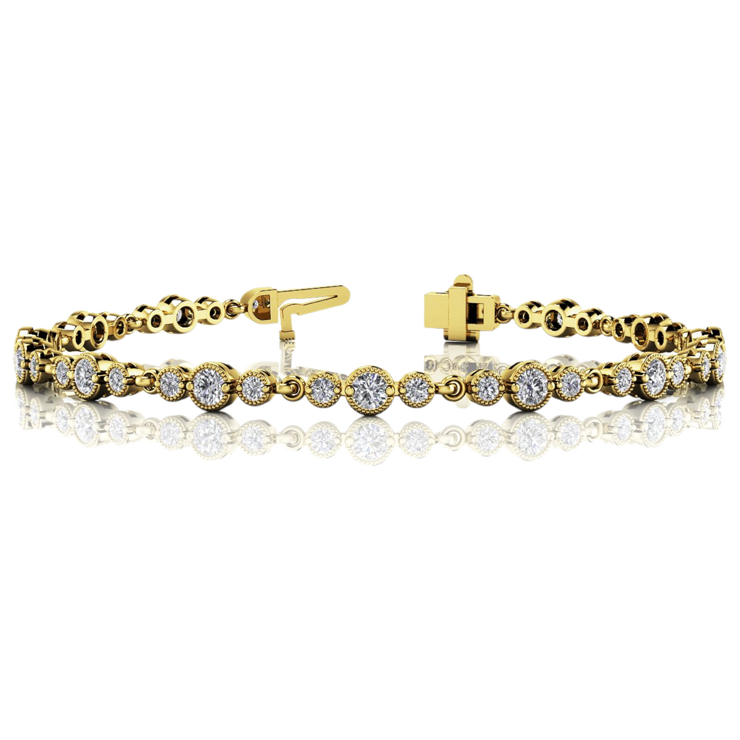 Bracelet with milgrain 5.5 dwt - 14K gold - diamond 2 3/8 cttw tw - SI1-SI2, G-H