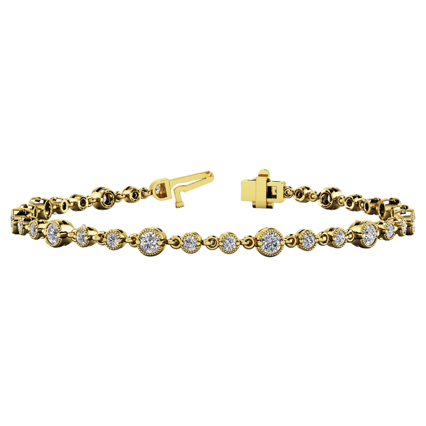 Bracelet with milgrain 5.5 dwt - 14K gold - diamond 2 3/8 cttw tw - SI1-SI2, G-H