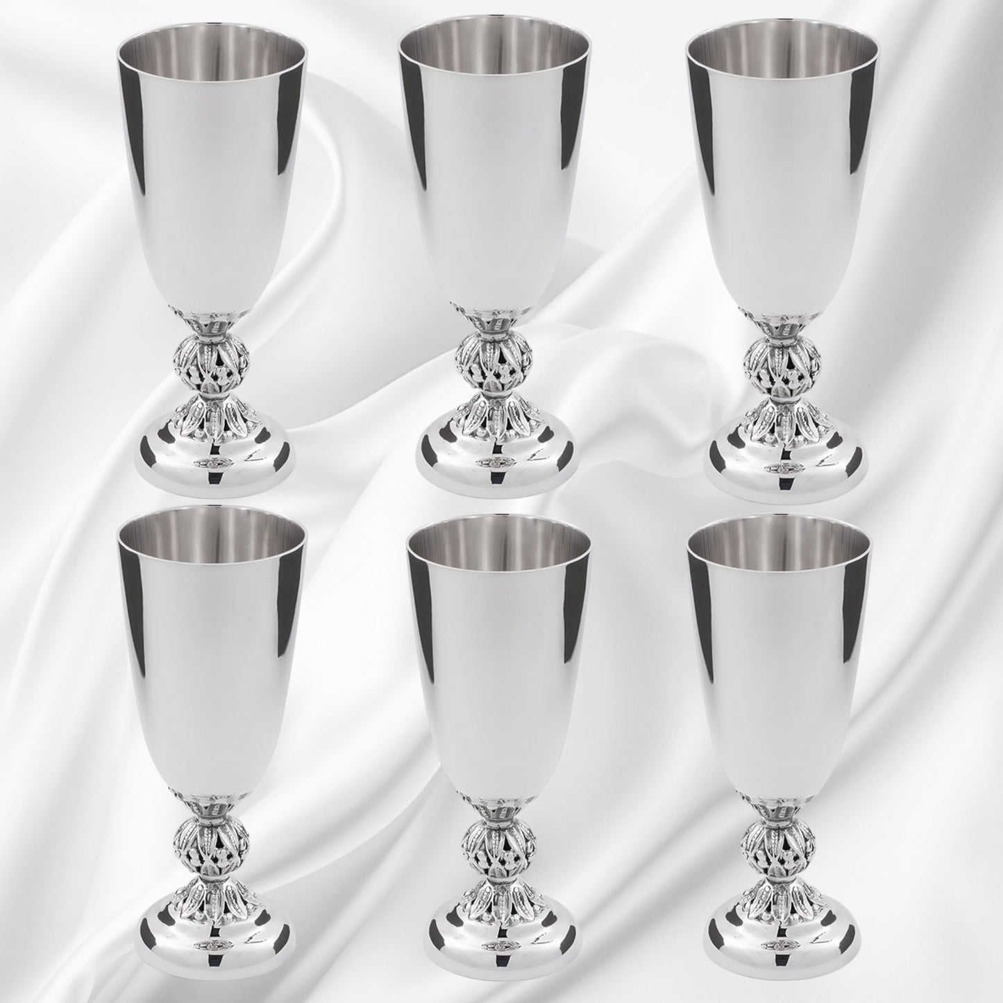 Sterling silver short glass, set gift of 2 or 6, vintage barware stemmed drinking cups, custom engraved goblets in a charming gift box.