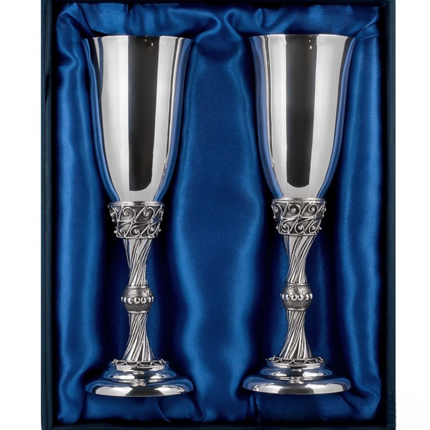 Sterling Silver Wine Glasses Gift Set for 2 Person in a Charming Gift Box