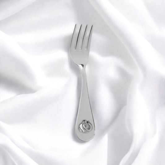 925 sterling silver baby fork elephant design 12cm (4.7in)