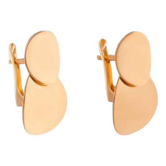 Coin-Shaped 14K Rose Gold Earrings with English Lock