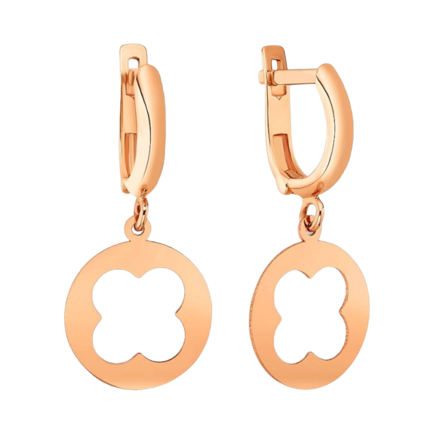 Earrings Butterflies 14K Rose Gold with English Lock