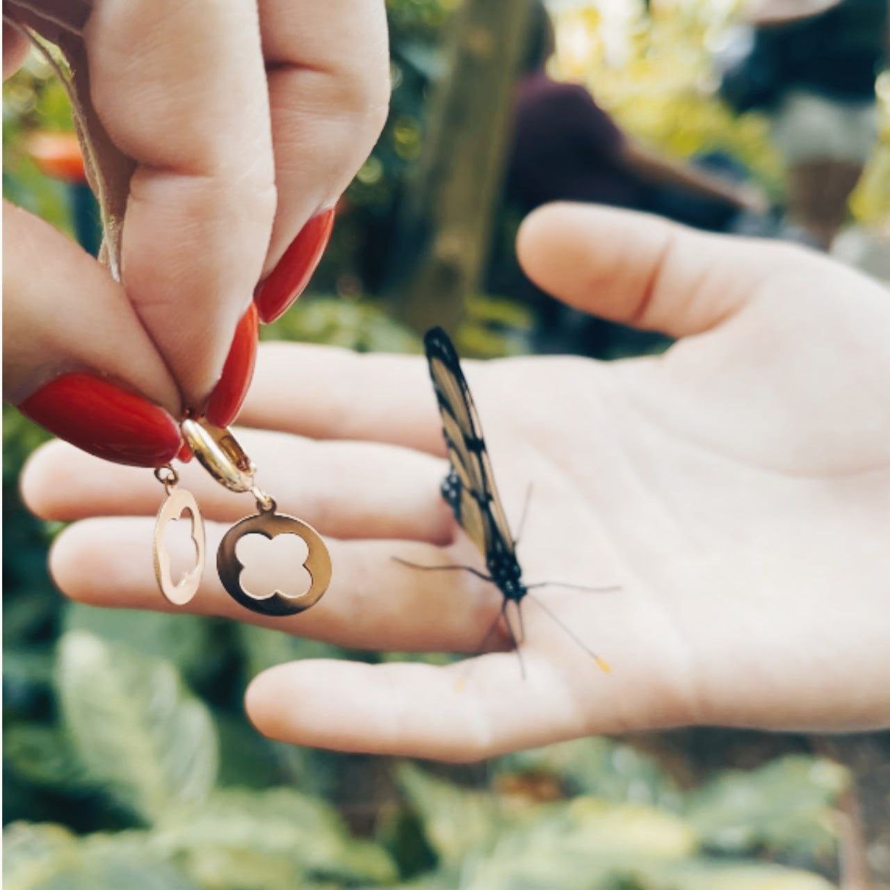 Earrings Butterflies 14K Rose Gold with English Lock