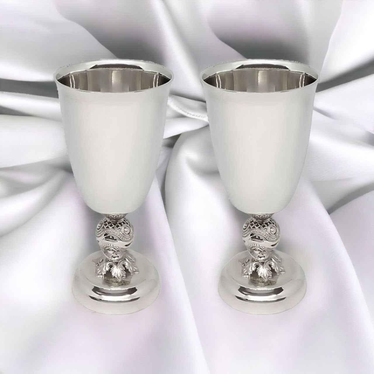 Sterling Silver Stemmed Short Glasses Gift Set for 2 Person in a Charming Gift Box