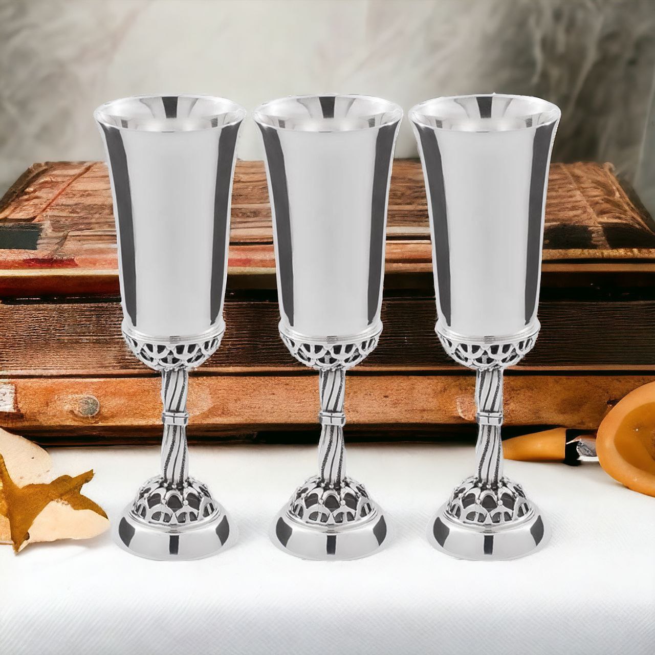 Sterling Silver Short Glasses Gift Set for 3 Person in a Gift Box